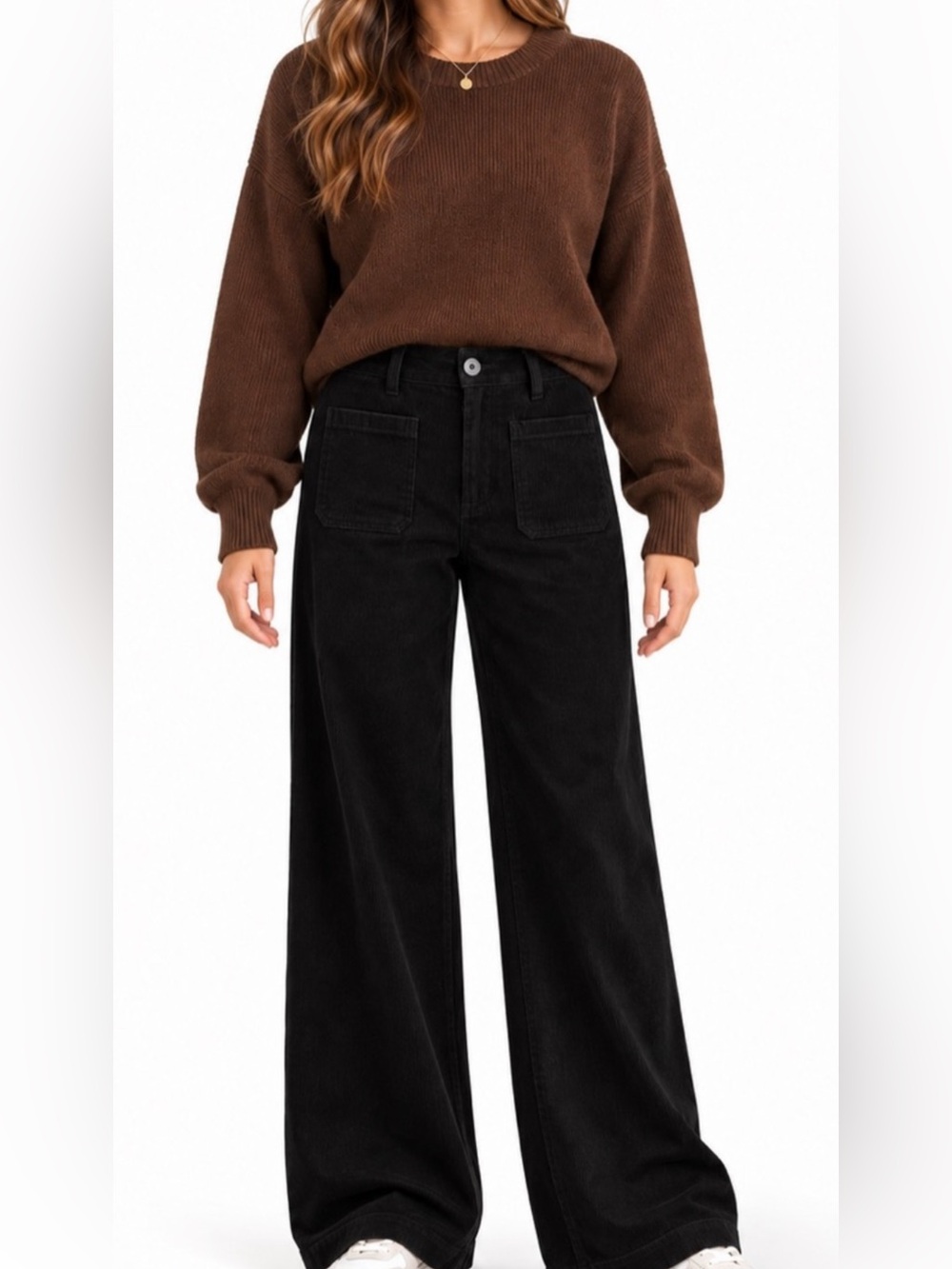 B.Young Corduroy Black Pants Sailor Style Front Square Pockets Nwt